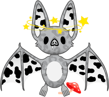 Bat with mushrooms